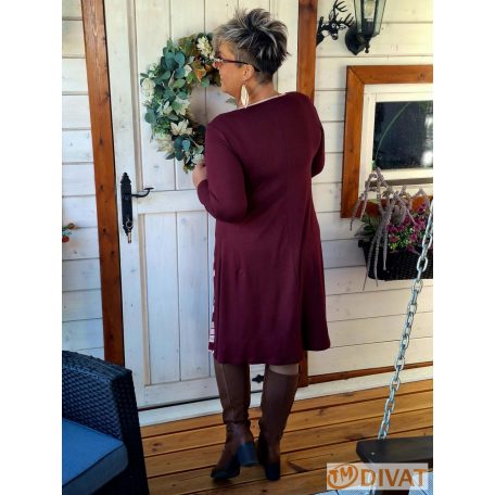 Fashion by NONO - Princess midi ruha - burgundy egyedi mintás