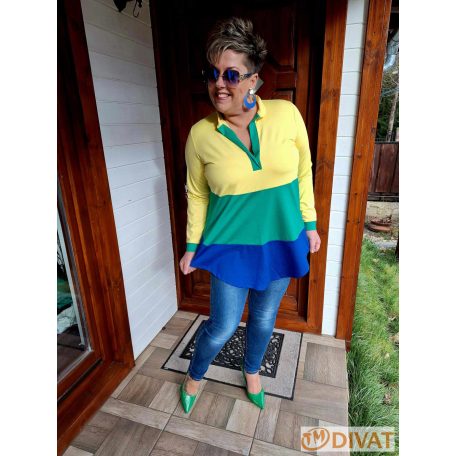 Fashion by NONO - Brigitta sárga-zöld-királykék tunika