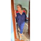 Fashion by NONO - Fanni sötétkék tunika-ruha piros tüllel megbolondítva