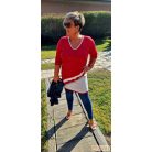 Fashion by NONO - Jupiter piros-fehér tunika-ruha