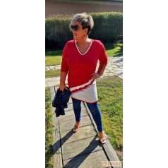 Fashion by NONO - Jupiter piros-fehér tunika-ruha