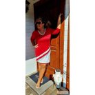 Fashion by NONO - Jupiter piros-fehér tunika-ruha