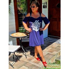 Fashion by NONO - Bella sötétkék ruha matróz mintával