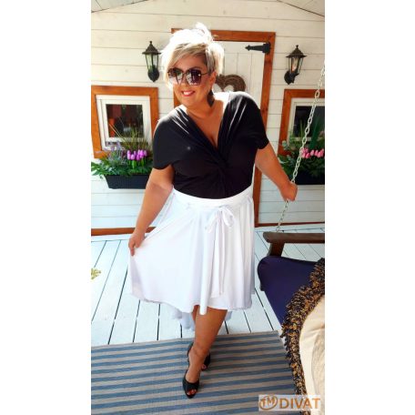 Fashion by NONO - Odett fehér maxi szoknya elöl rövidebb, hátul hosszabb fazonnal EXTRA MÉRETBEN