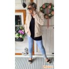 Török puha anyagú, karcsusított fazonú műbőr dzseki bézs színben