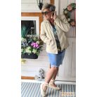 Török puha anyagú, karcsusított fazonú műbőr dzseki bézs színben