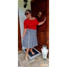 Fashion by NONO - Alexa piros-fekete csíkos trendi ruha