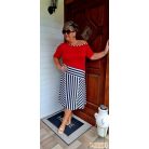 Fashion by NONO - Alexa piros-fekete csíkos trendi ruha