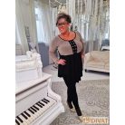 Fashion by NONO - Bogi mellnél ringlivel díszített "A" vonalú fekete-arany lurex tunika 