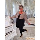 Fashion by NONO - Bogi mellnél ringlivel díszített "A" vonalú fekete-arany lurex tunika 