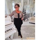 Fashion by NONO - Bogi mellnél ringlivel díszített "A" vonalú fekete-arany lurex tunika 