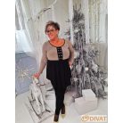 Fashion by NONO - Bogi mellnél ringlivel díszített "A" vonalú fekete-arany lurex tunika 