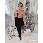 Fashion by NONO - Bogi mellnél ringlivel díszített "A" vonalú fekete-arany lurex tunika 