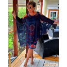 Fashion by NONO - Rózsa exclusive alkalmi ruha sötétkék-egyedi mintás