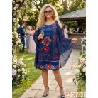 Fashion by NONO - Rózsa exclusive alkalmi ruha sötétkék-egyedi mintás