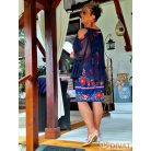 Fashion by NONO - Rózsa exclusive alkalmi ruha sötétkék-egyedi mintás