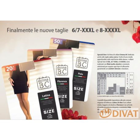 Florence 40den Maxi elasztikus, elől-hátul nagybetétes Plus Size harisnyanadrág 6/7 és 8 méret