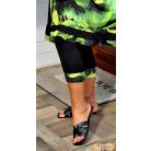 Fashion by NONO 3/4-es fekete pamut sztreccs  leggings - alja gyümölcs mintával díszített 