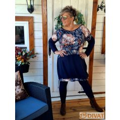 Fashion by NONO - Mandula virágmintás-sötétkék