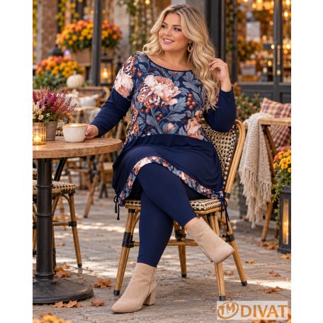 Fashion by NONO - Mandula virágmintás-sötétkék