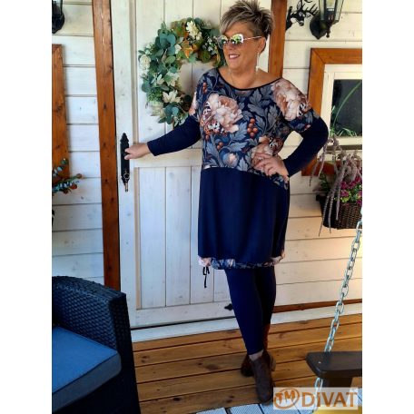 Fashion by NONO - Mandula virágmintás-sötétkék