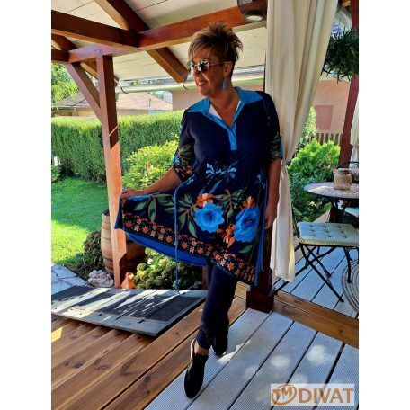 Fashion by NONO - Daniella ing-ruha kék-egyedi mintás