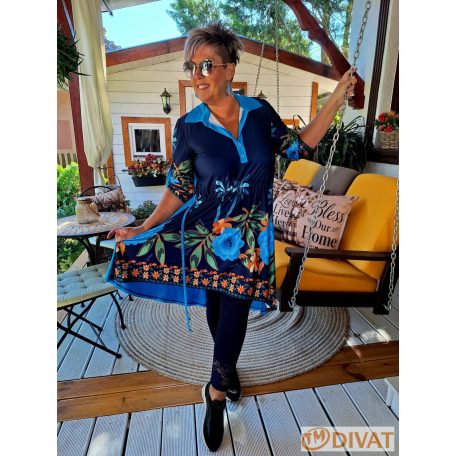 Fashion by NONO - Daniella ing-ruha kék-egyedi mintás