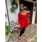 Fashion by NONO - Dália mellnél húzott extrán "A" vonalú piros tunika 