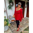 Fashion by NONO - Dália mellnél húzott extrán "A" vonalú piros tunika 