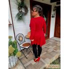 Fashion by NONO - Dália mellnél húzott extrán "A" vonalú piros tunika 