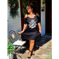 Fashion by NONO - Bella fekete ruha matróz mintával