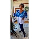 Fashion by NONO - Frida oversize felső fehér-kék mintás