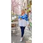 Fashion by NONO - Frida oversize felső fehér-kék mintás