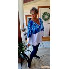 Fashion by NONO - Frida oversize felső fehér-kék mintás