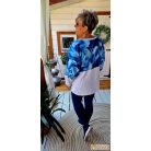 Fashion by NONO - Frida oversize felső fehér-kék mintás