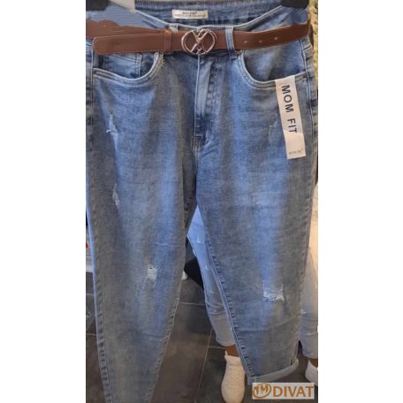 Sztreccs nagyobb méretű MOM FIT farmernadrág ajándék övvel