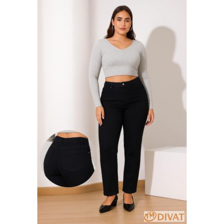 Extra sztreccs plus size farmernadrág fekete színben