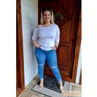 Világoskék szaggatott plus size farmernadrág