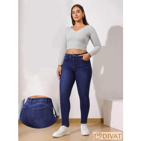 Extra sztreccs plus size, Push Up farmernadrág sötétkék színben