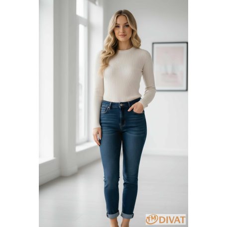 Extra sztreccs plus size, Push Up farmernadrág koptatott sötétkék