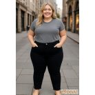 Alul szaggatott plus size farmernadrág fekete színben