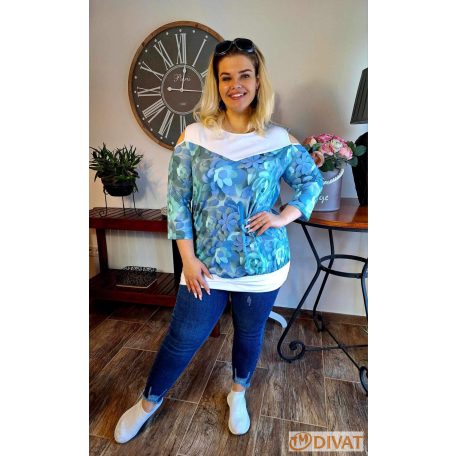 Alul szaggatott plus size farmernadrág sötétkék színben