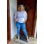 Kék szaggatott plus size farmernadrág