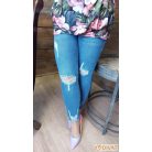 Kék szaggatott plus size farmernadrág