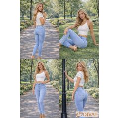   Extra sztreccs, Push Up világoskék farmernadrág kövekkel díszítve S-2XL-ig