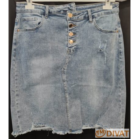 Világoskék farmerszoknya, trendi gombokkal