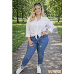 Alul szaggatott farmernadrág plus size méretben is
