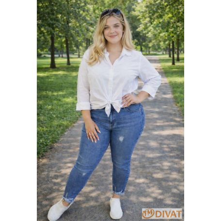 Alul szaggatott farmernadrág plus size méretben is